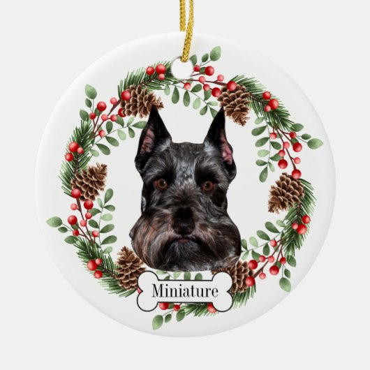 miniatuur schnauzer hond keramisch ornament (Voorkant)