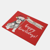 Miniatuur Schnauzer Hond Kerstmis Deur Mat (Schuin)