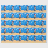 Miniatuur Schnauzer Hond Op Strand Kerstvakantie Cadeaupapier (Vlak)