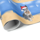 Miniatuur Schnauzer Hond Op Strand Kerstvakantie Cadeaupapier (Rol Hoek)