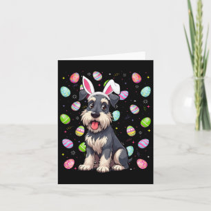 Miniatuur Schnauzer Hond Paaseieren Hunt Bunny Oor Kaart