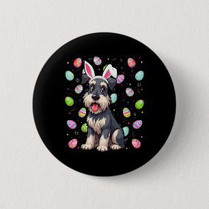 Miniatuur Schnauzer Hond Paaseieren Hunt Bunny Oor Ronde Button 5,7 Cm