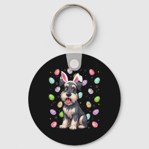 Miniatuur Schnauzer Hond Paaseieren Hunt Bunny Oor Sleutelhanger