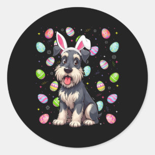 Miniatuur Schnauzer hond paaseieren jacht konijn o Ronde Sticker