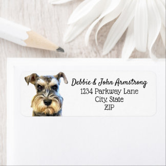 Miniatuur Schnauzer Hond Puppy Retouradres Etiket