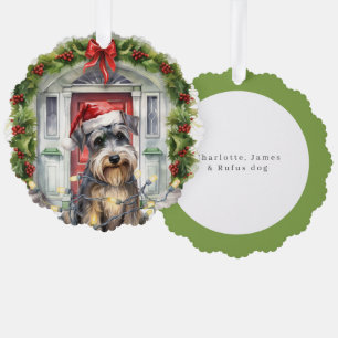 Miniatuur Schnauzer Hond Voordeur Kerstmis Ornament Kaart
