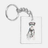 Miniatuur Schnauzer hond waterverven illustratie T Sleutelhanger (Voorkant Links)