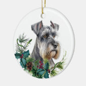 Miniatuur Schnauzer Hondenportret Holly krans Keramisch Ornament (Links)