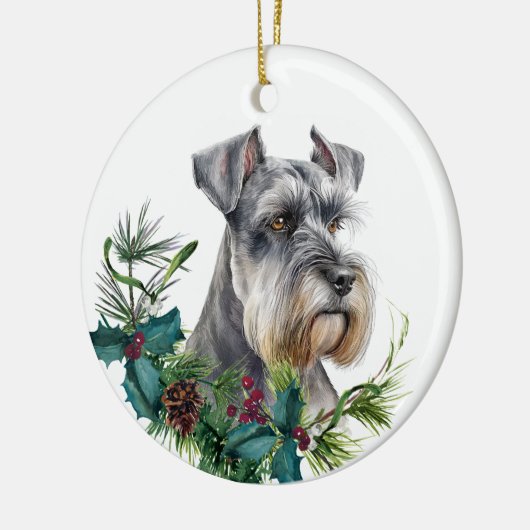 Miniatuur Schnauzer Hondenportret Holly krans Keramisch Ornament (Links)