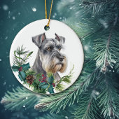 Miniatuur Schnauzer Hondenportret Holly krans Keramisch Ornament