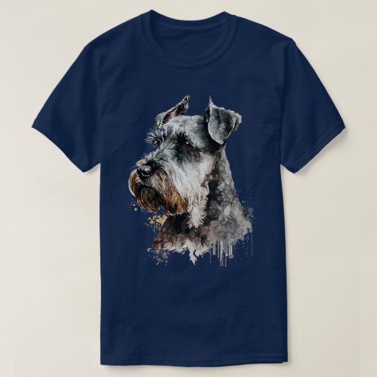 Miniatuur Schnauzer Hondenportret waterverf T-shirt (Design voorkant)