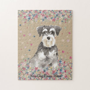 Miniatuur Schnauzer-hondenpuppy game Legpuzzel