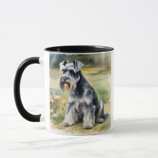 Miniatuur Schnauzer in de tuin - Waterverf Mok