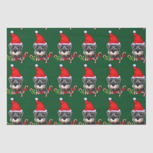 Miniatuur Schnauzer in Santa Hat Tissue Paper Tissuepapier (Voorkant)