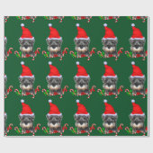 Miniatuur Schnauzer in Santa Hat Verpakkingspapier Cadeaupapier (Vlak)