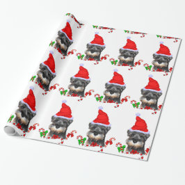 Miniatuur Schnauzer in Santa Hat Verpakkingspapier Cadeaupapier