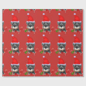 Miniatuur Schnauzer in Santa Hat Verpakkingspapier Cadeaupapier (Vlak)