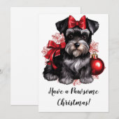 Miniatuur Schnauzer Kerst- en Nieuwjaarskaart Feestdagenkaart (Voorkant / Achterkant)