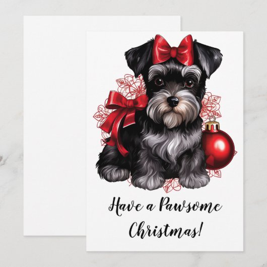 Miniatuur Schnauzer Kerst- en Nieuwjaarskaart Feestdagenkaart (Voorkant / Achterkant)