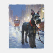 Miniatuur Schnauzer Kerst Feestelijke Periode Fleece Deken (Voorkant)