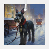 Miniatuur Schnauzer Kerst Feestelijke Periode Glas Ornament (Achterkant)