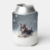 Miniatuur Schnauzer Kerst sneeuw winter Blikjeskoeler (Blikje Voorkant)