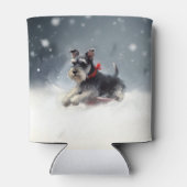 Miniatuur Schnauzer Kerst sneeuw winter Blikjeskoeler (Achterkant)