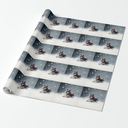Miniatuur Schnauzer Kerst sneeuw winter Cadeaupapier (Uitgerold)