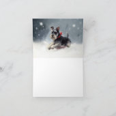 Miniatuur Schnauzer Kerst sneeuw winter Kaart (Binnen)