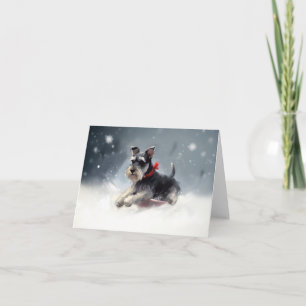 Miniatuur Schnauzer Kerst sneeuw winter Kaart