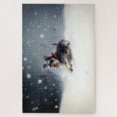 Miniatuur Schnauzer Kerst sneeuw winter Legpuzzel (Verticaal)