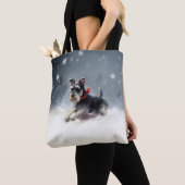 Miniatuur Schnauzer Kerst sneeuw winter Tote Bag (Dichtbij)