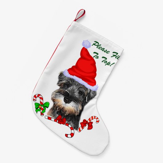Miniatuur Schnauzer Kerst Vrolijk Kleine Kerstsok (Voorkant (Hangend))