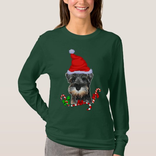 Miniatuur Schnauzer Kerst Vrolijk T-shirt (Voorkant)