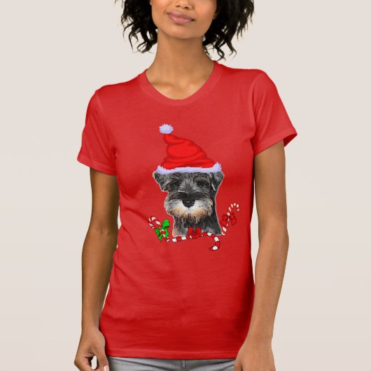 Miniatuur Schnauzer Kerst Vrolijk T-shirt (Voorkant)