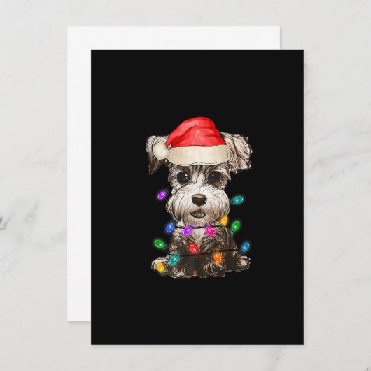Miniatuur Schnauzer kerstboom Lampje Xm Kaart (Voorkant / Achterkant)