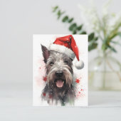 Miniatuur Schnauzer Kerstborstel schilderen Artwo Feestdagenkaart (Staand voorkant)