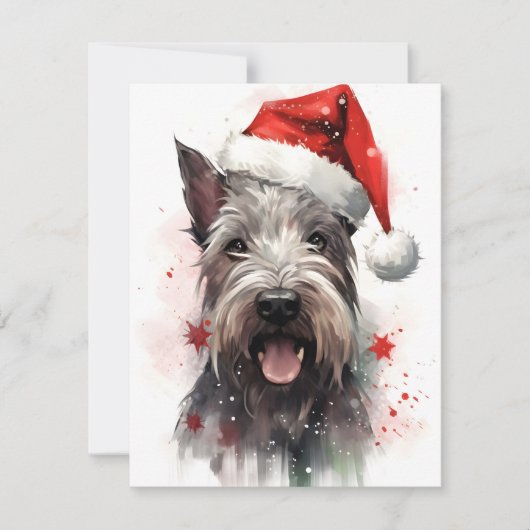 Miniatuur Schnauzer Kerstborstel schilderen Artwo Feestdagenkaart (Voorkant)
