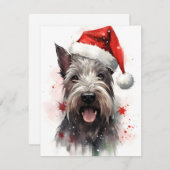 Miniatuur Schnauzer Kerstborstel schilderen Artwo Feestdagenkaart (Voorkant / Achterkant)
