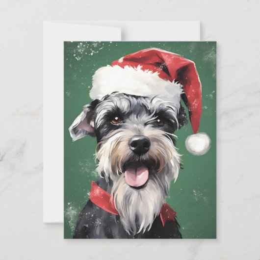 Miniatuur Schnauzer Kerstborstel schilderen Artwo Feestdagenkaart (Voorkant)
