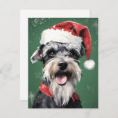 Miniatuur Schnauzer Kerstborstel schilderen Artwo Feestdagenkaart (Voorkant / Achterkant)
