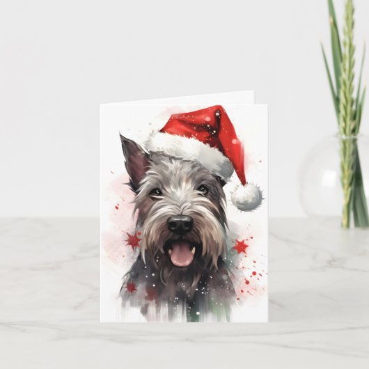 Miniatuur Schnauzer Kerstborstel schilderen Artwo Kaart (Voorkant)