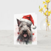 Miniatuur Schnauzer Kerstborstel schilderen Artwo Kaart (Gele Bloem)