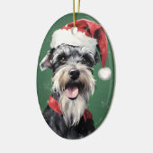 Miniatuur Schnauzer Kerstborstel schilderen Artwo Keramisch Ornament (Links)