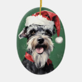 Miniatuur Schnauzer Kerstborstel schilderen Artwo Keramisch Ornament (Voorkant)