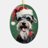 Miniatuur Schnauzer Kerstborstel schilderen Artwo Keramisch Ornament (Achterkant)