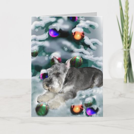 Miniatuur Schnauzer-kerstcadeautjes Feestdagen Kaart (Voorkant)