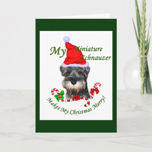 Miniatuur Schnauzer-kerstcadeautjes Feestdagen Kaart (Voorkant)