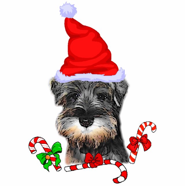Miniatuur Schnauzer-kerstcadeautjes Fotobeeldje Ornament (Voorkant)