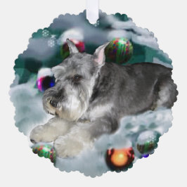Miniatuur Schnauzer-kerstcadeautjes Ornament Kaart